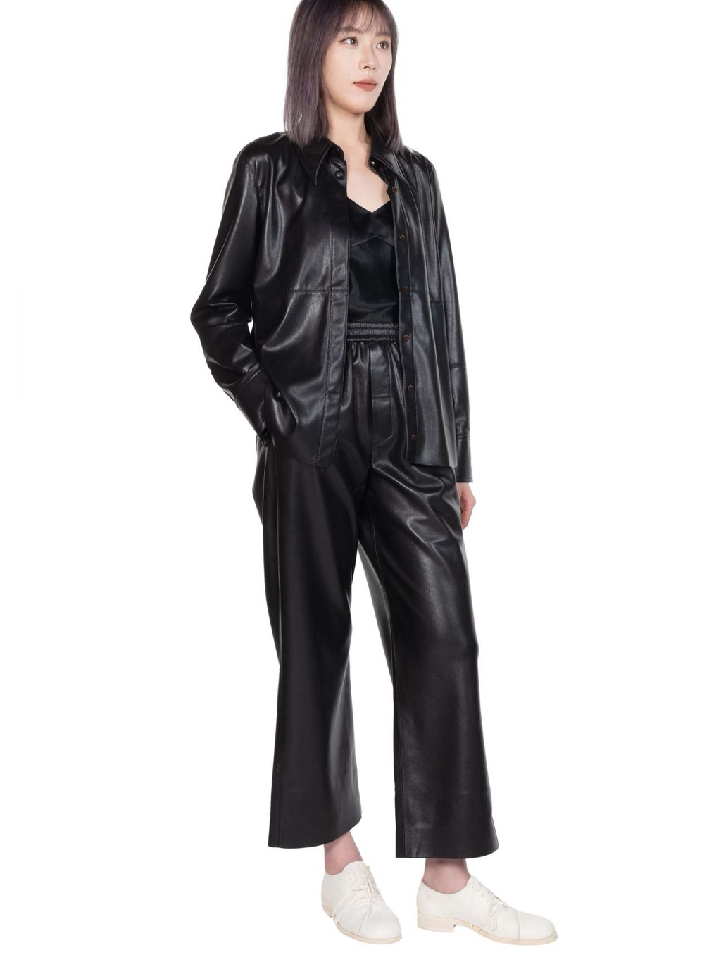Nanushka Black Odessa Alt Vegan Leather Wide-Leg Pants
